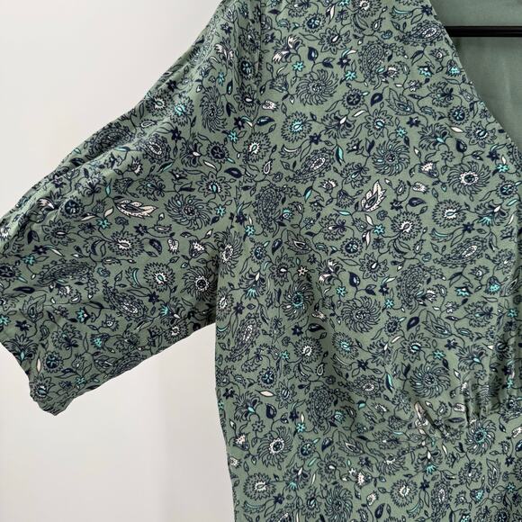 LOFT PETITES ANN TAYLOR Dress Size 8 Petite Green Paisley Print Short Sleeve - Picture 8 of 15